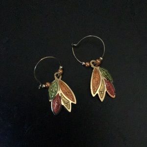 Berberi  Gold Tone Four Colored Leaves Earrings